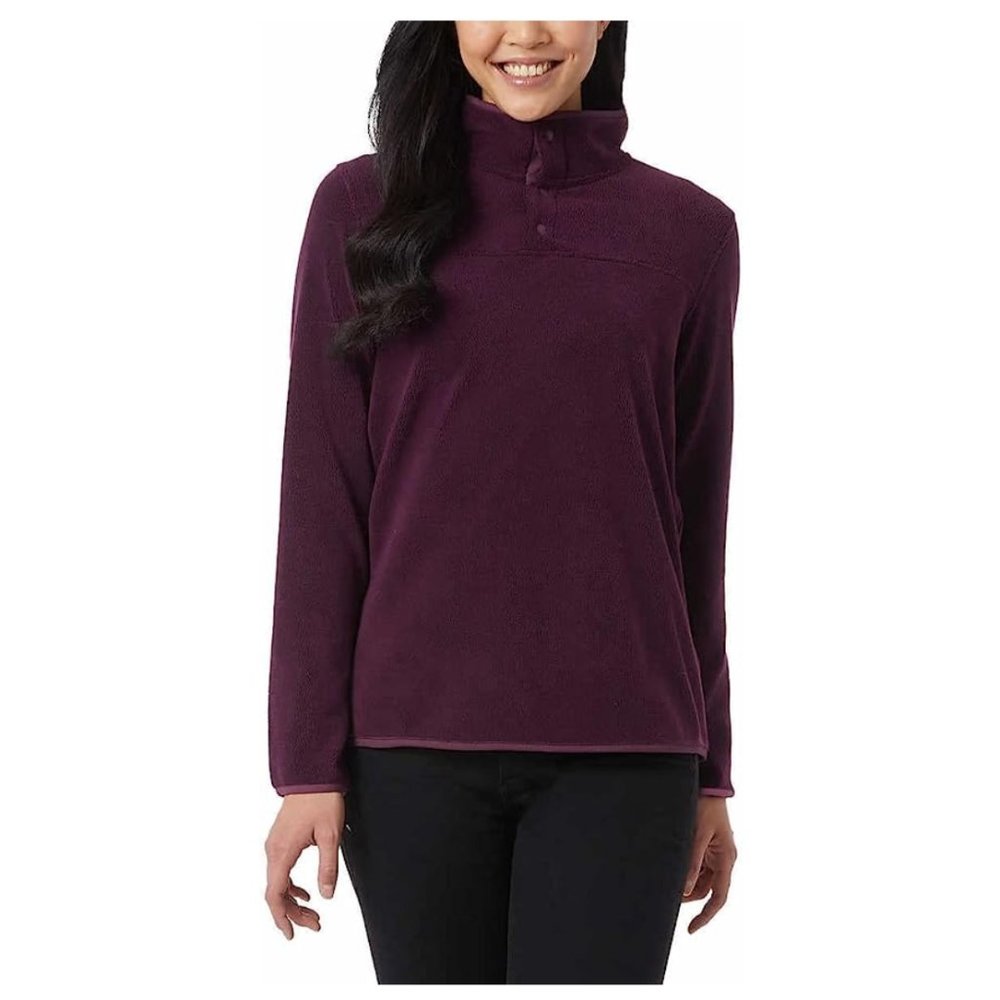 32 Degrees Heat Sweater Womens XL Purple 1/4 Snap Arctic Fleece Sweatshirt